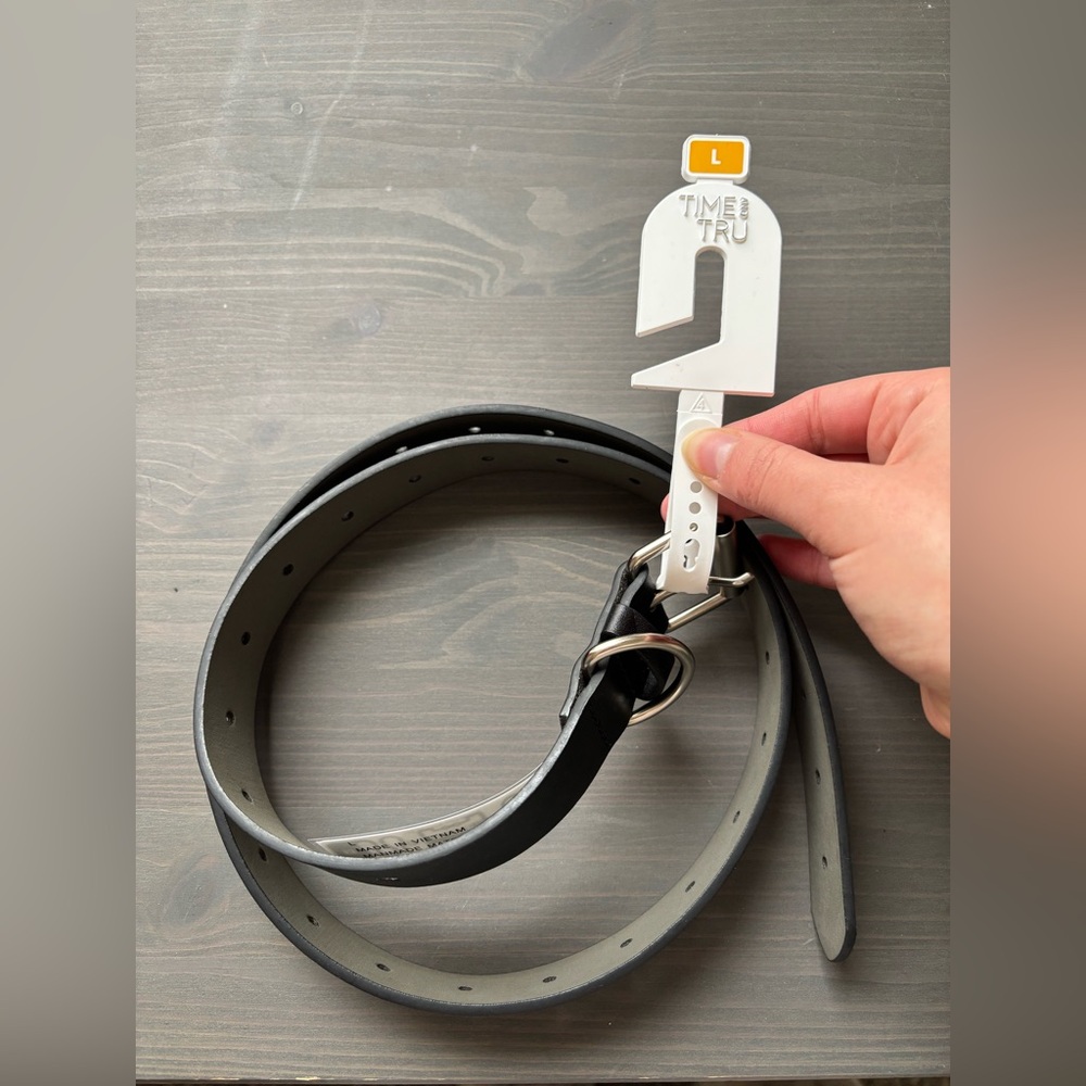 Time and Tru Black Leather Double D-Ring Belt